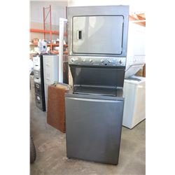 NEW GREY FRIGIDAIRE HETL STACKER WASHER DRYER WITH QUICK DRY, CURRENT RETAIL $1,898