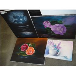 4 PAINTINGS ON CANVAS