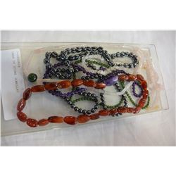 TRAY OF STONE JEWELLRY