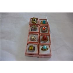 LOT OF EIGHT DINNER RINGS