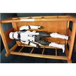 VINTAGE DOLL CRIB AND STORMTROOPER MODEL FIGURE