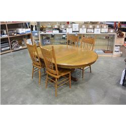 OAK DINING TABLE WITH 4 PRESSBACK CHAIRS