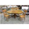 Image 2 : OAK DINING TABLE WITH 4 PRESSBACK CHAIRS