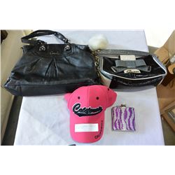 COACH PURSE ANDGUESS PURSE AND HAT AND FLASK