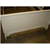 Image 4 : NEW ASHLEY MILLENIUM QUEENSIZE SOLID WOOD AND TAN FABRIC WITH NAILHEAD ACCENT BEDFRAME, RETAIL $1950