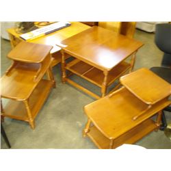 VILAS MAPLE COFFEE TABLE AND 2 STEP END TABLES