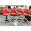 Image 1 : 4 RED AND BLACK LEATHER AND CHROME BAR STOOLS