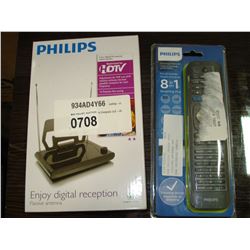 NEW PHILIPS INDOOR HDTV DIGITAL ANTENNA AND NEW UNIVERSAL REMOTE
