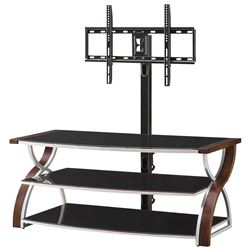 NEW IN BOX MODERN 3 IN 1 FLAT PANEL TV STAND, MOUNT SOLUTION FOR UP TO 65 INCH TVS