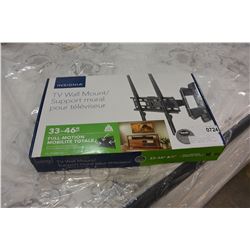 NEW OVERSTOCK INSIGNIA 33-46 INCH FULL MOTION TV WALL MOUNT, COMPLETE, UP TO 55 LBS