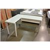 Image 1 : NEW ASHLEY FURNITURE MODERN WHITE AND GLAZED GLASS TOP L SHAPED DESK RETAIL $899
