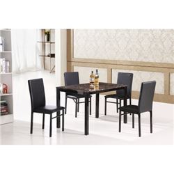 NEW MARBLE LOOK DINING TABLE AND 4 CHAIRS, RETAIL $799