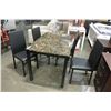 Image 2 : NEW MARBLE LOOK DINING TABLE AND 4 CHAIRS, RETAIL $799