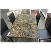 Image 3 : NEW MARBLE LOOK DINING TABLE AND 4 CHAIRS, RETAIL $799