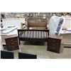 Image 1 : ASHLEY QUEENSIZE MISSION STYLE BEDFRAME AND 2 MATCHING 3 DRAWER NIGHSTANDS, RETAIL $2199, SOLID WOOD