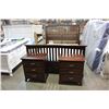 Image 2 : ASHLEY QUEENSIZE MISSION STYLE BEDFRAME AND 2 MATCHING 3 DRAWER NIGHSTANDS, RETAIL $2199, SOLID WOOD