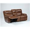 Image 1 : NEW ASHLEY SIGNATURE ELITE GENUINE BROWN STITCHED LEATHER ROCKING RECLINING SOFA, RETAIL $2499