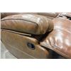 Image 5 : NEW ASHLEY SIGNATURE ELITE GENUINE BROWN STITCHED LEATHER ROCKING RECLINING SOFA, RETAIL $2499