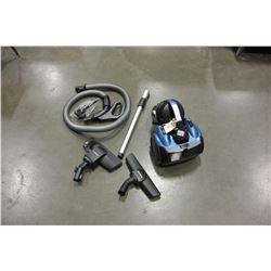 SAMSUNG CYCLONE FORCE CANNISTER VACUUM WITH HOSE AND ATTACHMENTS, TESTED WORKING