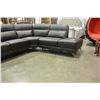 Image 3 : NEW BROWN STITCHED LEATHER 3 PIECE SECTIONAL SOFA RETAIL $4198
