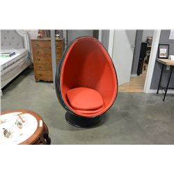 BLACK AND RED SWIVEL EGG CHAIR