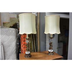 2 BRASS AND MARBLE TABLE LAMPS