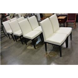 8 WHITE LEATHER DINING CHAIRS