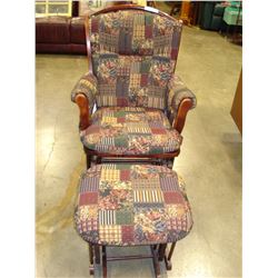 UPHOLSTERED GLIDER ROCKER AND OTTOMAN