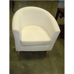 TWO WHITE BUCKET CHAIRS