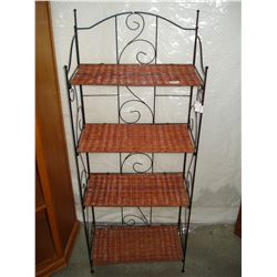 FOLD AWAY METAL AND WICKER SHELF
