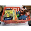 Image 1 : TOTE OF MISC TOYS AND DISNEY BOOKS AND VINTAGE MICKEY MOUSE DOLL AND OTHER DOLL 1973