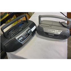 TWO BOOMBOX CD PLAYERS AND CASSETTE RECORDER