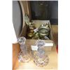 Image 1 : TWO CRYSTAL CANDLESTICKS CRYSTALS AND BRASS DECOR