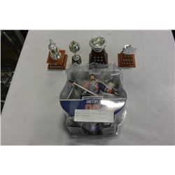 WAYNE GRETZKY FIGURE AND NHL MINI TROPHIES
