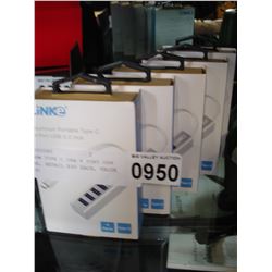 5 NEW TYPE C USB 4 PORT USB HUBS, RETAIL $30 EACH, VALUE $150