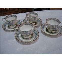LOT OF FOUR ROYAL ALBERT SILVER BIRCH CUPS AND SAUCERS