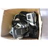 Image 2 : MISC BOX OF CAMERAS, CHARGERS, HEAPHONES, CD LABEL MAKER, ETC