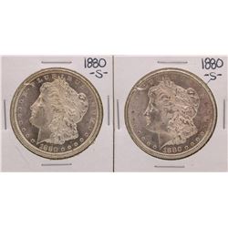 Lot of (2) 1880-S $1 Morgan Silver Dollar Coins