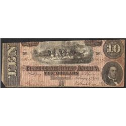 1864 $10 Confederate States of America Note