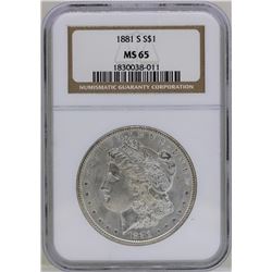 1881-S $1 Morgan Silver Dollar Coin NGC MS65