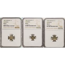 Lot of 1682-1684 Germany Nurnberg Pfennig Coins NGC MS63