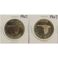 Lot of (2) 1967 $1 Canada Silver Dollar Coins