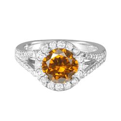14KT White Gold 1.49ct Citrine and Diamond Ring