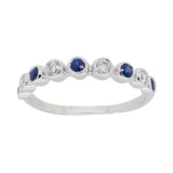 14KT White Gold Blue Sapphire and Diamond Ring
