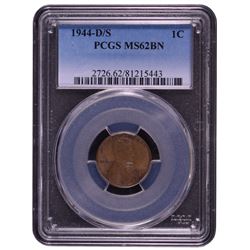 1944-D/S Lincoln Cent PCGS MS62BN