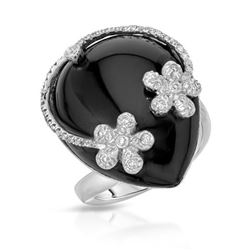 14KT White Gold 22.27ct Onyx and Diamond Ring