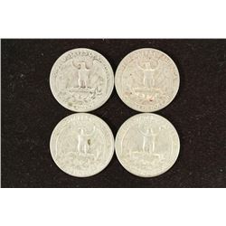 1952-S,53,57-D & 64 WASHINGTON SILVER QUARTERS