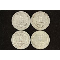 1941-S,54-S,57-D & 61-D WASHINGTON SILVER QUARTERS