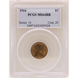 1916 Lincoln Cent Coin PCGS MS64RB