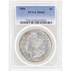 1886 $1 Morgan Silver Dollar Coin PCGS MS65